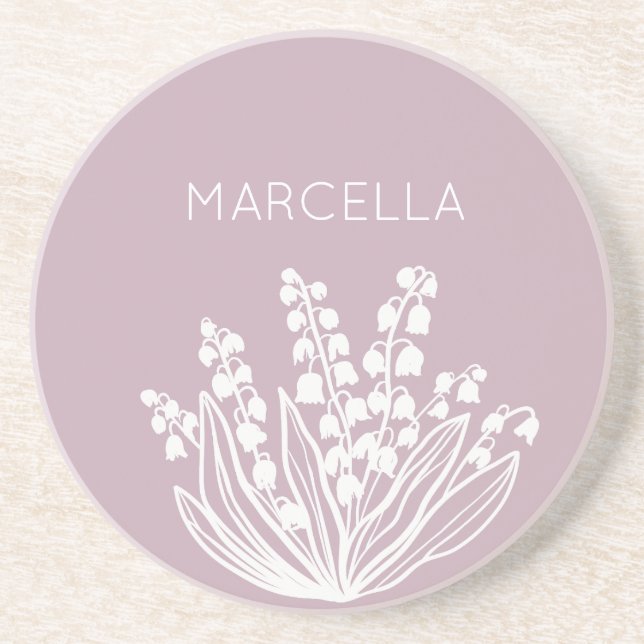 Porta-copos Buquê De Flores De Lírio Do Vale Nome Personalizad (Frente)