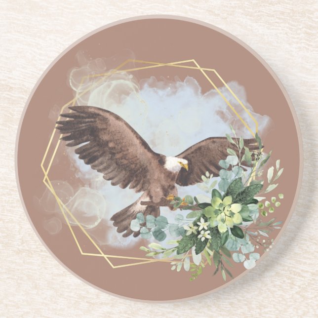 Porta-copos Buquê de Moldura de Águia Aquarela (Frente)