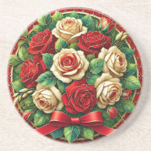 Porta-copos Buquê elegante de Rosas vermelhos e brancos
