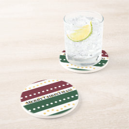 Porta-copos Burgundy and Emerald Golden Polka Dots Christmas