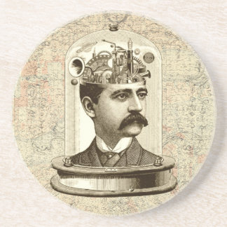 Porta-copos Cabeça de relógio de vapor no vidro