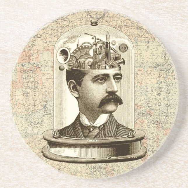 Porta-copos Cabeça de relógio de vapor no vidro (Frente)