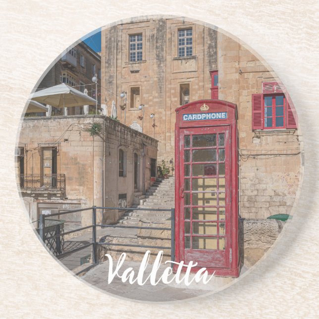 Porta-copos Cabine telefônica vermelha em La Valetta Malta (Frente)