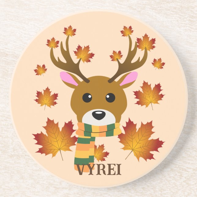 Porta-copos Cachecol de Outono Veado Folhas de Bordo (Frente)