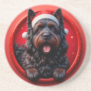 Porta-copos Cachorro com Chapéu de Papai Noel Cercado por Nata