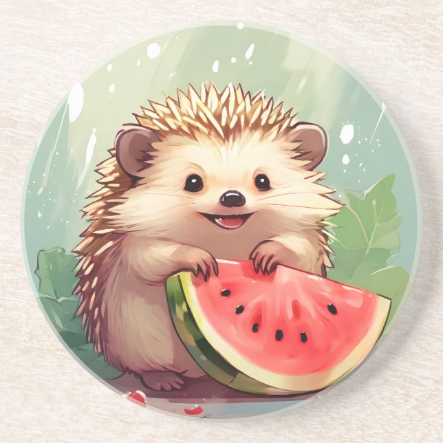 Porta-copos Cachorro desfrutando de uma melancia (Frente)