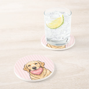 Porta-copos Cachorro Fofo Personalizado com Coração Rosa