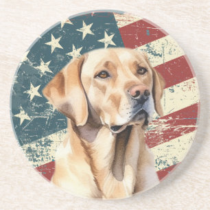 Porta-copos Cachorro Labrador Retriever Amarelo Bandeira Ameri