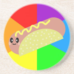Porta-copos Cachorro-Quente Feliz Kawaii Arco-Íris