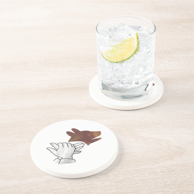 Porta-copos Cachorro Silhueta Mão Castanho (Lateral)