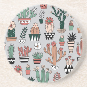 Porta-copos Cactus De Sangue Bonitos: Padrão Desenhado À Mão