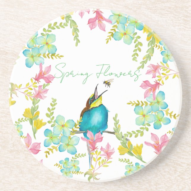 Porta-copos Cadeado de flores de primavera (Frente)