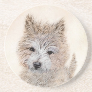 Porta-copos Cairn Terrier Puppy Painting - Arte Original De C