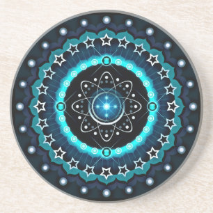 Porta-copos Caleidoscópio Mandala com fundo preto