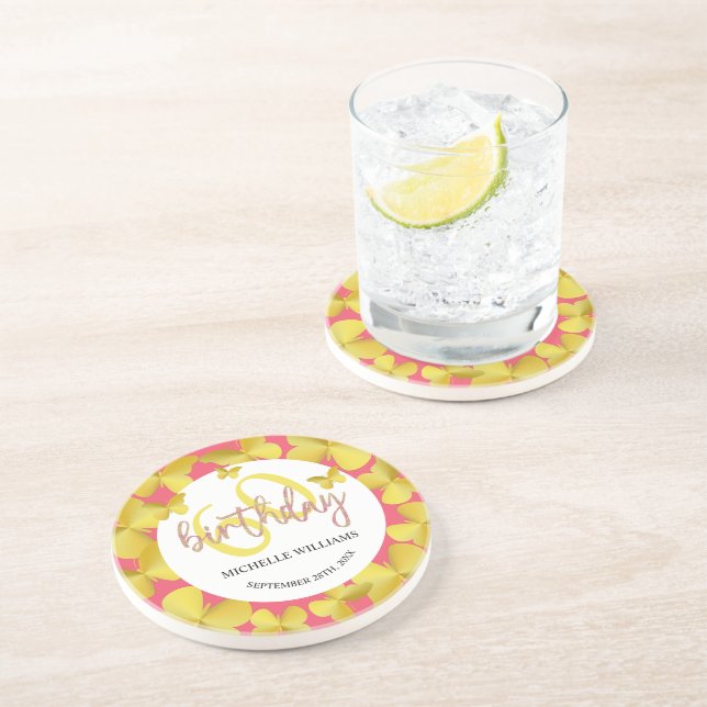 Porta-copos Caligrafia Dourada à borboleta Elegante (Lateral)