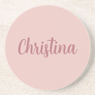 Porta-copos Caligrafia Elegante Rosa Dourado Simples Nome