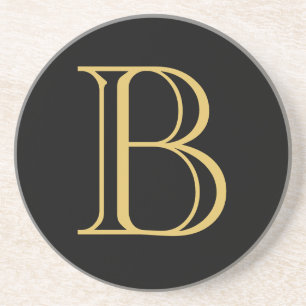 Porta-copos Caligrafia Profissional de Monograma Dourado Preto