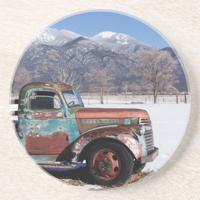 Porta-copos Caminhão velho que senta-se no campo (Frente)