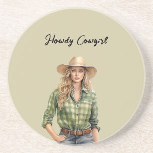Porta-copos Camisa Xadrez Verde Olá Loira Cowgirl Feminina