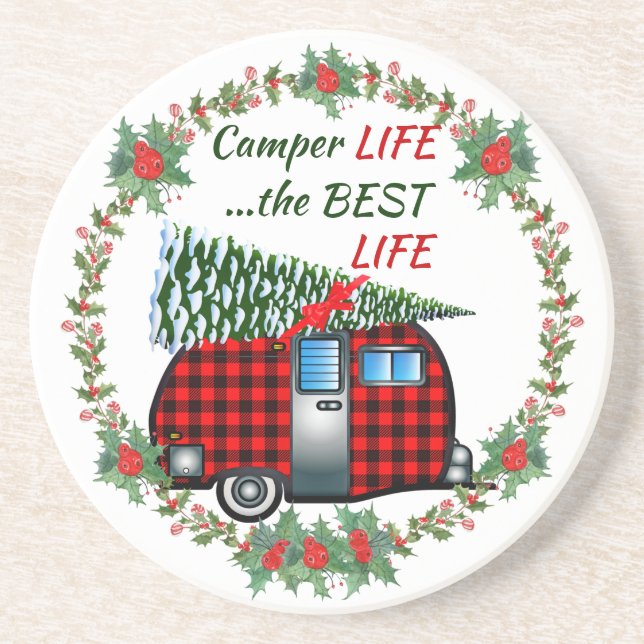 Porta-copos Camper Life Best Life Retro Natal (Frente)