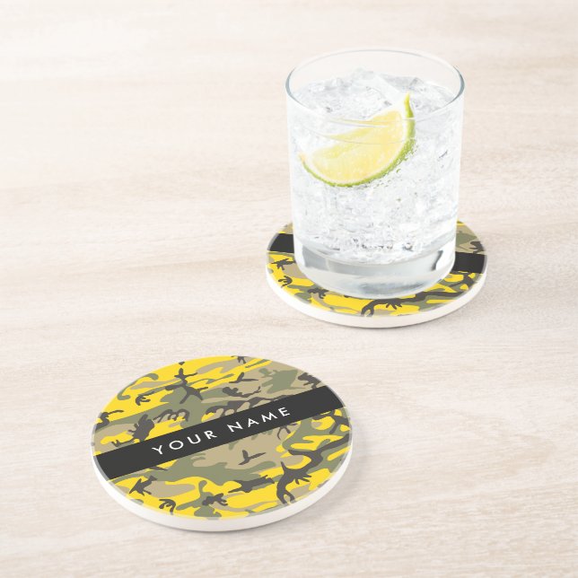 Porta-copos Camuflagem Amarela e Verde Seu nome Personaliza (Lateral)