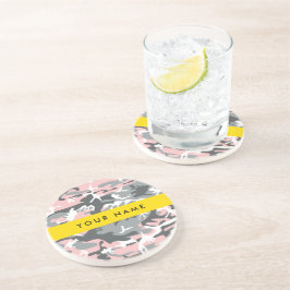 Porta-copos Camuflagem rosa e Cinza Seu nome Personaliza