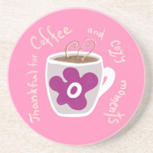 Porta-copos Caneca de café com flor grande e aspas