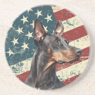 Porta-copos Cão Doberman Pinscher da Bandeira Americana Grunge