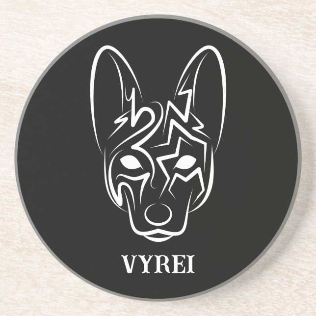 Porta-copos Cão Negro e Tribal Branco (Frente)