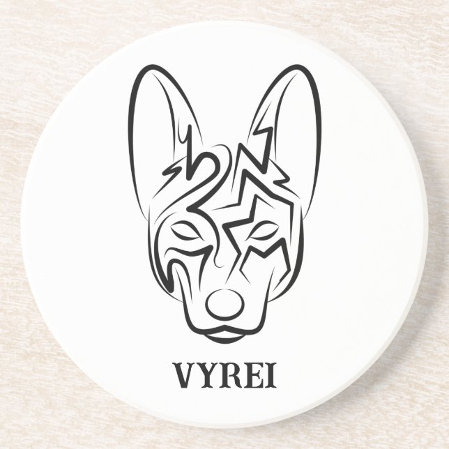 Porta-copos Cão Negro e Tribal Branco (Frente)