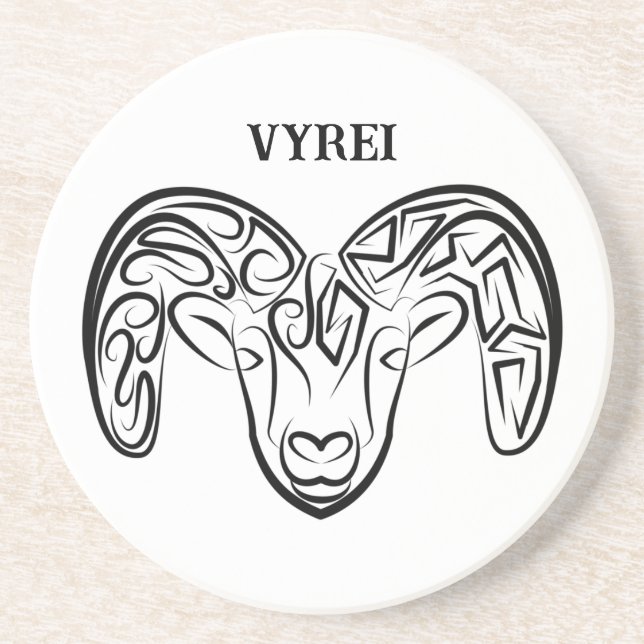 Porta-copos Capim/ovelha, tribal, preto e branco (Frente)