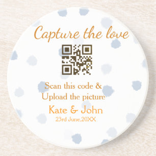 Porta-copos Capture o amor adicione QR scan upload imagem azul