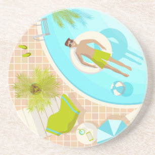 Porta-copos Cara de natação na praia tropical de verão