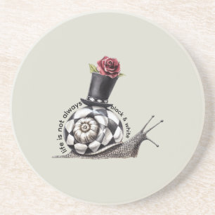 Porta-copos Caracol Rosa Vermelho Vida Não Preto e Branco