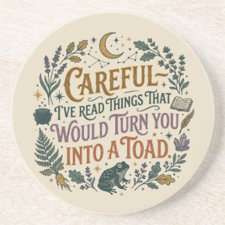 Porta-copos Careful I've Read Things Funny Book Witch Quote 