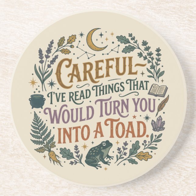 Porta-copos Careful I've Read Things Funny Book Witch Quote  (Frente)