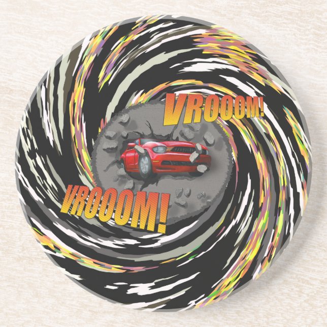 Porta-copos Carro Desportivo Vermelho Cruzando-se através da P (Frente)