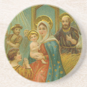 Porta-copos Cartão de Natal da Era Vitoriana da Natividade
