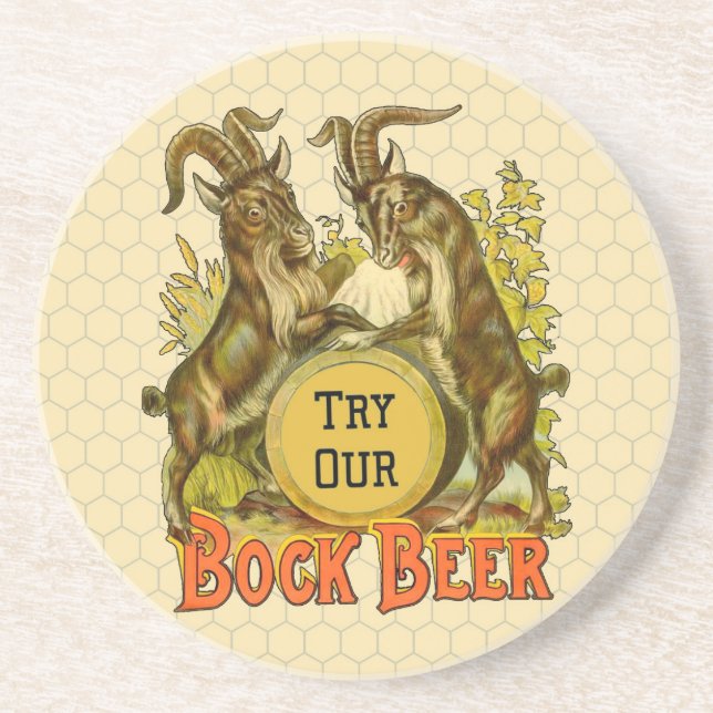 Porta-copos Cartaz de Cerveja Bock Vintage: Antigo Salão de Ba (Frente)