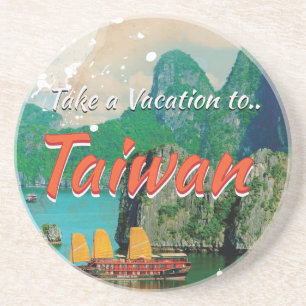Porta-copos Cartaz de Viagem Vintage Taiwan