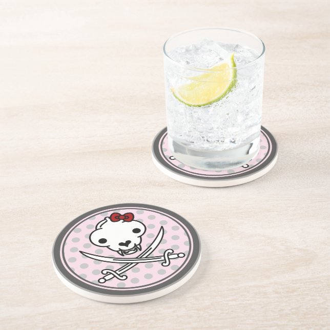 Porta-copos Cartoon Black White Jolly Gatinho Pirata Ossos do  (Lateral)