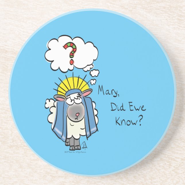 Porta-copos Cartoon de Ovelha Engraçado de Natal Cristão (Frente)