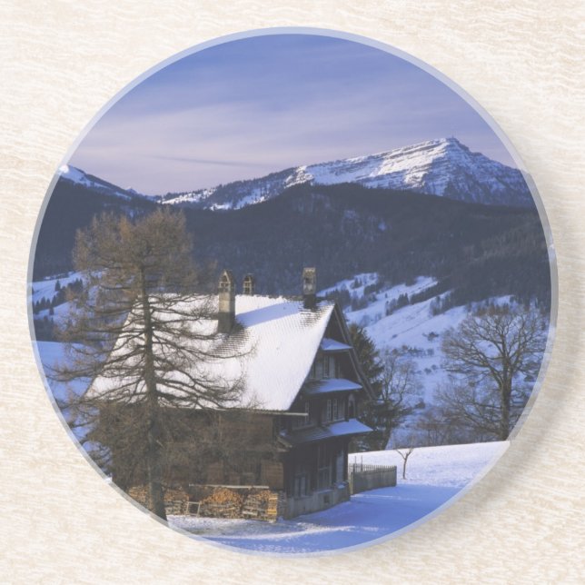 Porta-copos Casa de fazenda e Monte Rigi e Pilatus, (Frente)