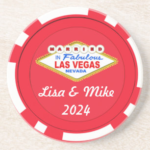 Porta-copos Casados em Las Vegas Suporte de Fichas-Texto Editá