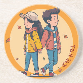 Porta-copos Casal com as mãos caminhando juntas no outono