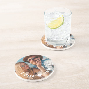 Porta-copos Casal de Foto Coração de Amor Fofo com Nomes Perso