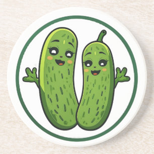 Porta-copos Casal de Pepino Fofo, Pepinos Kawaii Engraçados