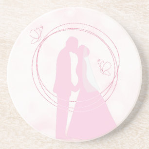 Porta-copos Casal Romântico de Casamento Rosa Sonho