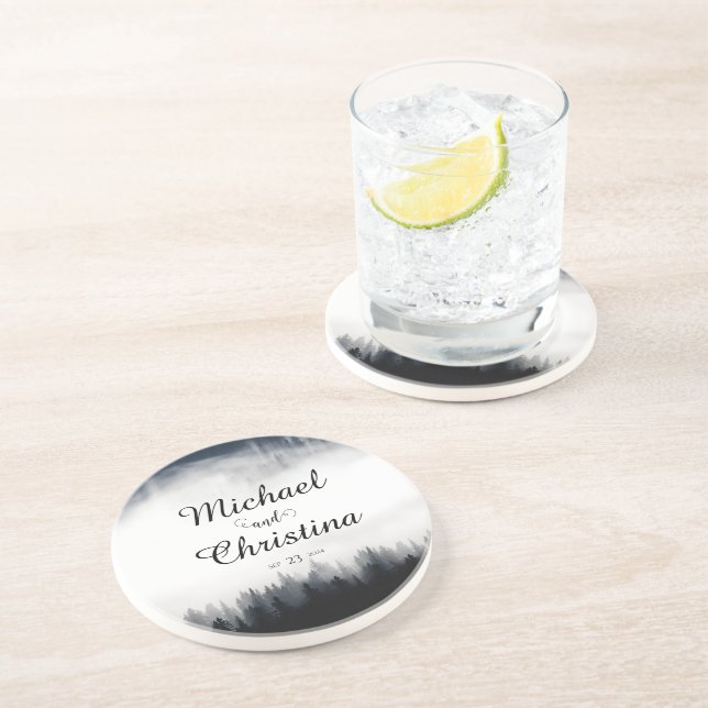 Porta-copos Casamento com vegetação nebulosa mínima (Lateral)