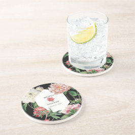 Porta-copos Casamento de Flores de Peões Negros Cor-de-Água